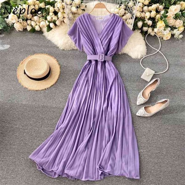 neploe slim fit long chiffon pleated women dresses candy color elegant v-neck drawstring vestidos french style dress 210729, Black;gray
neploe slim fit long chiffon pleated women dresses candy color elegant v-neck drawstring vestidos french style dress 210729, Black;gray