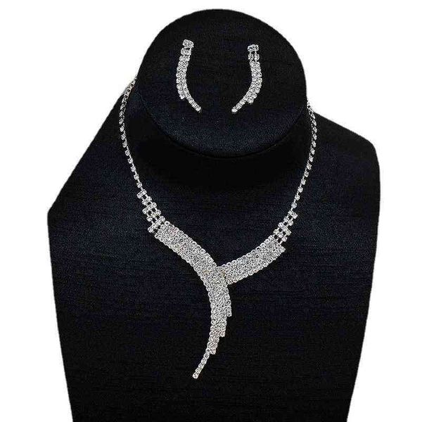 selling luxury claw chain diamond necklace earring set two-piece banquet dress wedding accessories, Silver
selling luxury claw chain diamond necklace earring set two-piece banquet dress wedding accessories, Silver