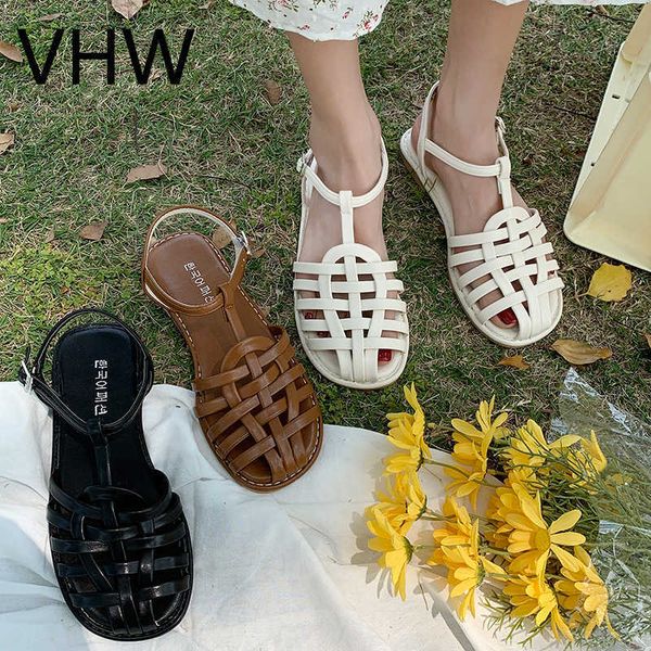 women flats sandals 2021 summer casual cross weaving closed round toe leather shoes vintage fashion brown female y0721, Black
women flats sandals 2021 summer casual cross weaving closed round toe leather shoes vintage fashion brown female y0721, Black