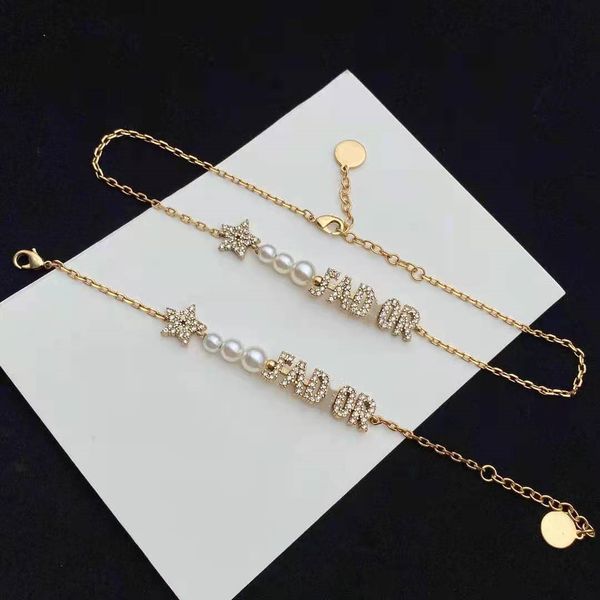 letter pearl bracelet women's diamond star necklace fashion simple geometric jewelry, Black
letter pearl bracelet women's diamond star necklace fashion simple geometric jewelry, Black