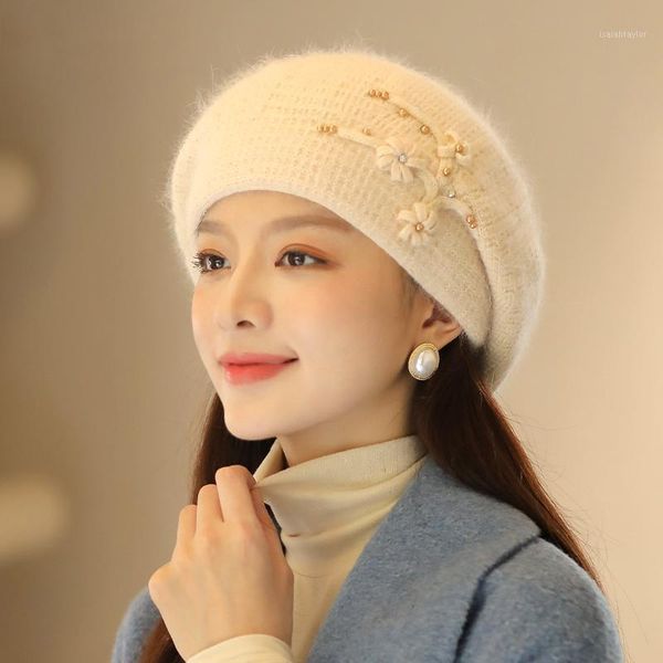 berets beret women winter angora hat knit beanie autumn warm flower pearls double layers skiing thermal outdoor accessory for lady, Blue;gray
berets beret women winter angora hat knit beanie autumn warm flower pearls double layers skiing thermal outdoor accessory for lady, Blue;gray