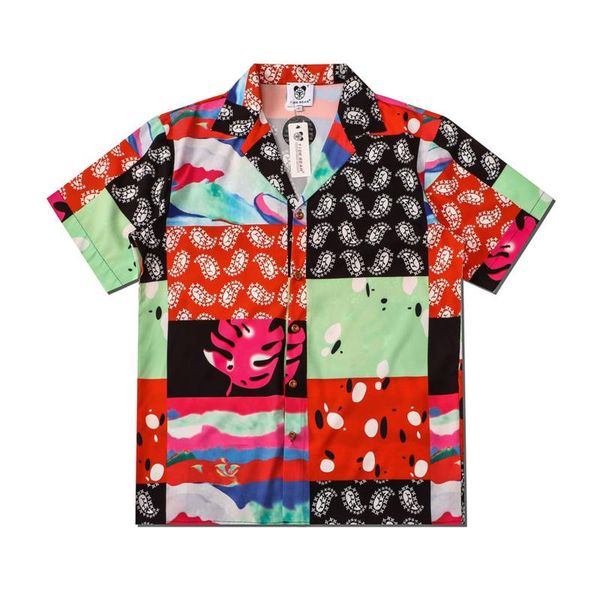 men's casual shirts fashion high street hawaiian blouse patchwork beach short sleeve men turn down collar hip hop camisa homme#g3, White;black
men's casual shirts fashion high street hawaiian blouse patchwork beach short sleeve men turn down collar hip hop camisa homme#g3, White;black
