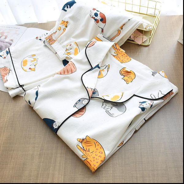 100% cotton pajamas cute cat women sleepwear print cartoon home clothes 2pcs set female pants nighties pijama suit, Black;red
100% cotton pajamas cute cat women sleepwear print cartoon home clothes 2pcs set female pants nighties pijama suit, Black;red