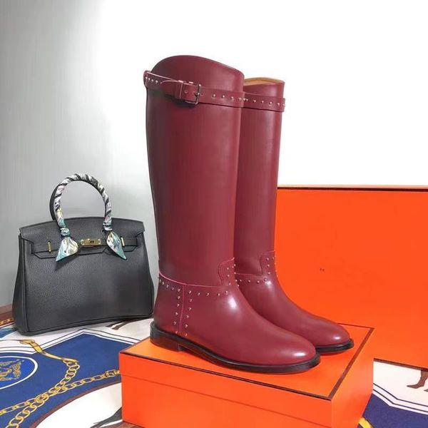boots genuine leather knee high women rivets decor buckle design riding fashion designer woman shoess, Black
boots genuine leather knee high women rivets decor buckle design riding fashion designer woman shoess, Black