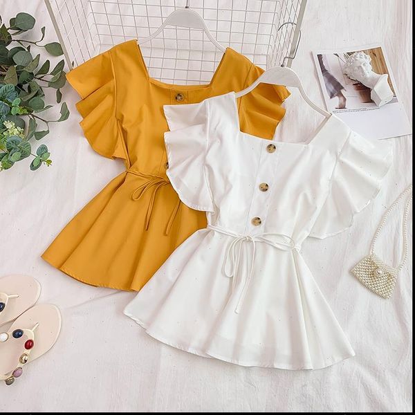 summer ruffled korean retro women blouses wild square collar butterfly sleeve lace and gd468, White
summer ruffled korean retro women blouses wild square collar butterfly sleeve lace and gd468, White