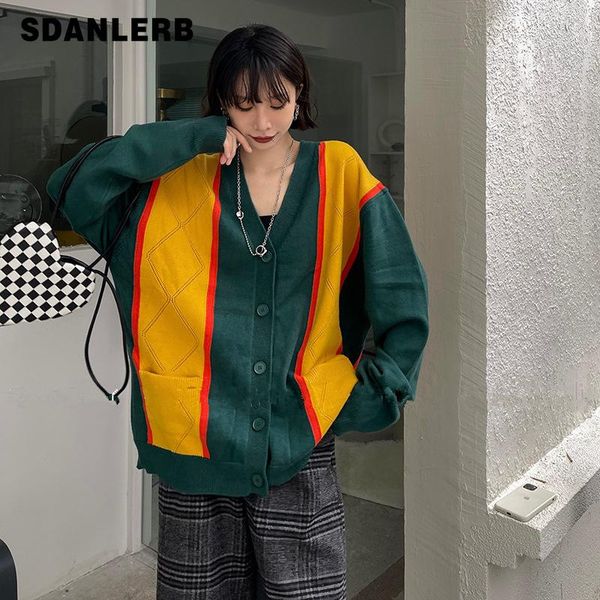 women's knits & tees korean style v-neck sweater colorblock cardigan 2021 autumn lazy wind loose long sleeve patchwork knitted coat, White
women's knits & tees korean style v-neck sweater colorblock cardigan 2021 autumn lazy wind loose long sleeve patchwork knitted coat, White