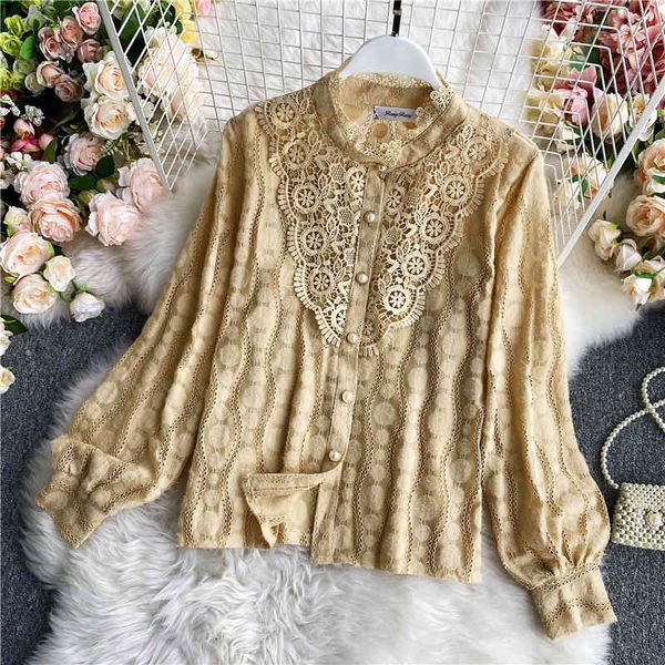 vintage stand collar puff long sleeve loose blouse women single breasted khaki/beige shirt autumnn fashion blusas 210426, White
vintage stand collar puff long sleeve loose blouse women single breasted khaki/beige shirt autumnn fashion blusas 210426, White