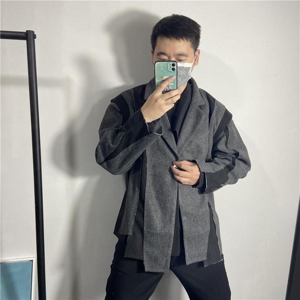 men's jackets autumn and winter coat black jacket loose cloth stitching design trend suit collar fashion, Black;brown
men's jackets autumn and winter coat black jacket loose cloth stitching design trend suit collar fashion, Black;brown