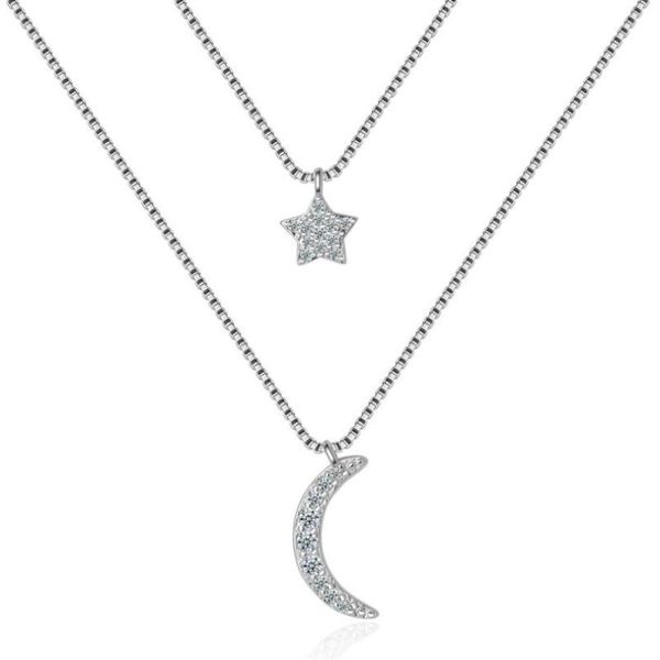 chains zircon star moon double layer pendant necklaces for women trend short clavicle chain jewelry san179, Silver
chains zircon star moon double layer pendant necklaces for women trend short clavicle chain jewelry san179, Silver