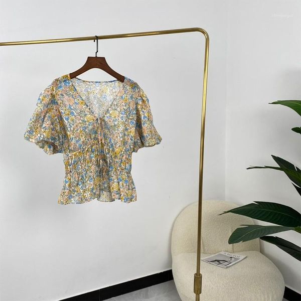 women's blouses & shirts floral print v-neck short lantern sleeve women elegant office ladies summer fashion 2021, White
women's blouses & shirts floral print v-neck short lantern sleeve women elegant office ladies summer fashion 2021, White