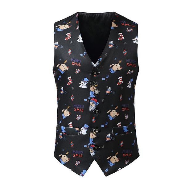 men's vests funny christmas print tuxedo vest men 2021 brand slim fit single breasted waistcoat harajuku xmas party chaleco hombre, Black;white
men's vests funny christmas print tuxedo vest men 2021 brand slim fit single breasted waistcoat harajuku xmas party chaleco hombre, Black;white