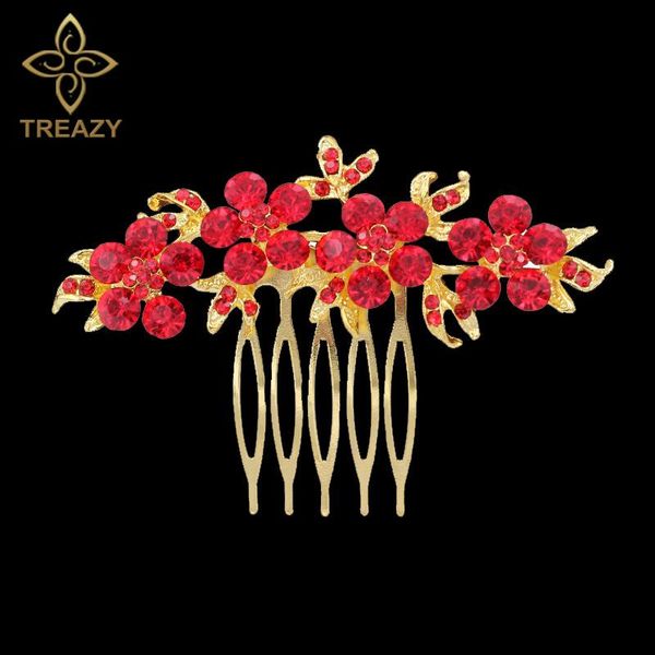 hair clips & barrettes treazy gold color floral bridal combs red crystal hairpins headwear jewelry for women wedding accessories, Golden;silver
hair clips & barrettes treazy gold color floral bridal combs red crystal hairpins headwear jewelry for women wedding accessories, Golden;silver