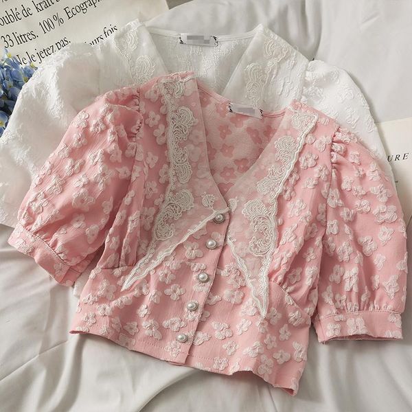 women's blouses & shirts women fashion outdoor casual flowers mesh lace short sleeve blouse ladies ol sweet girls student elegant daily, White
women's blouses & shirts women fashion outdoor casual flowers mesh lace short sleeve blouse ladies ol sweet girls student elegant daily, White