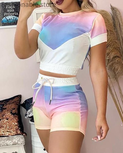 women's tracksuits women tie dye print colorblock short sleeve crop & high waist drawstring shorts 2 piece sets, Gray
women's tracksuits women tie dye print colorblock short sleeve crop & high waist drawstring shorts 2 piece sets, Gray