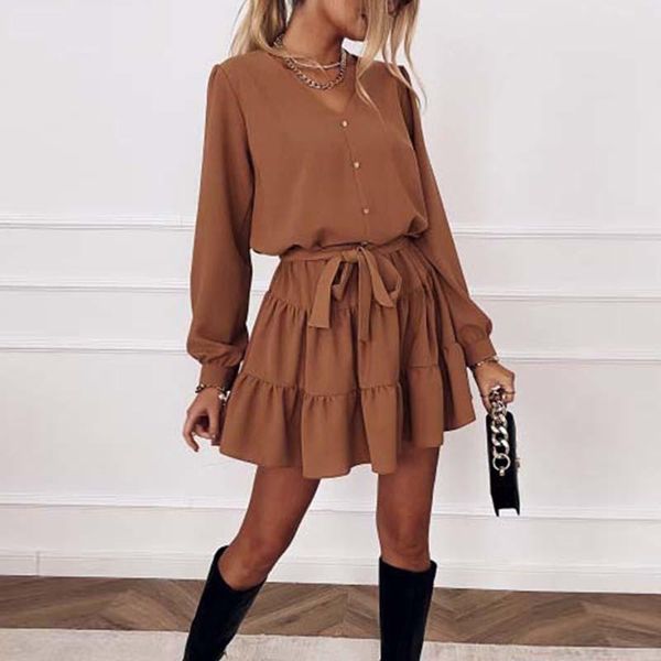 casual dresses spring long sleeve ruffles dress for women solid v neck loose mini button female autumn a line office vestidos, Black;gray
casual dresses spring long sleeve ruffles dress for women solid v neck loose mini button female autumn a line office vestidos, Black;gray