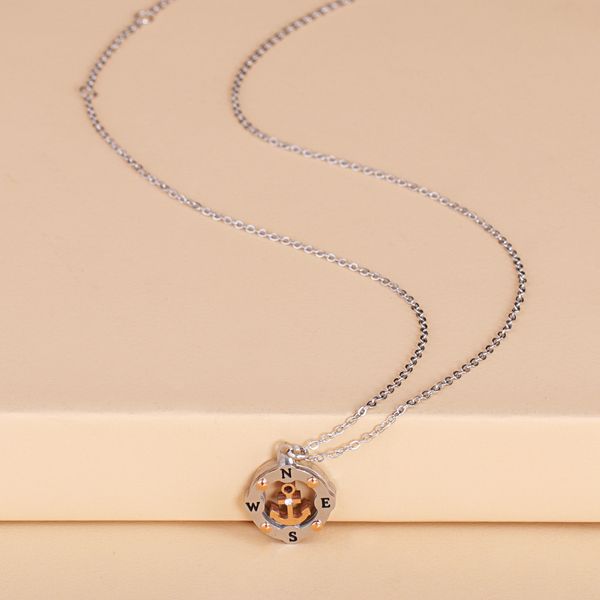 stainless steel round compass pendant necklace hollow anchor design clavicle chain women jewelry retail, Silver
stainless steel round compass pendant necklace hollow anchor design clavicle chain women jewelry retail, Silver