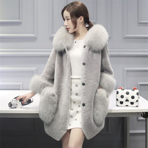 jacket winter women sheep shearing faux coat fake fox fur collar hooded loose thick warm solid outerwear female, Black;brown
jacket winter women sheep shearing faux coat fake fox fur collar hooded loose thick warm solid outerwear female, Black;brown