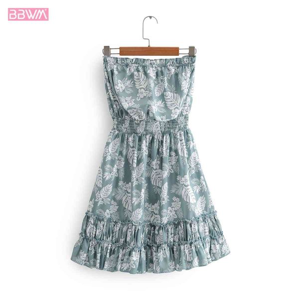 women slim one-line collar strapless dress fresh ruffled waist printed chest wrap chic female mini dresses vestidos 210507, Black;gray
women slim one-line collar strapless dress fresh ruffled waist printed chest wrap chic female mini dresses vestidos 210507, Black;gray