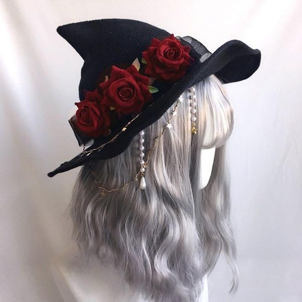 berets retro witch hat rose big bow wizard dark gothic lolita magical girl hats for women cosplay accessories halloween party decor, Blue;gray
berets retro witch hat rose big bow wizard dark gothic lolita magical girl hats for women cosplay accessories halloween party decor, Blue;gray