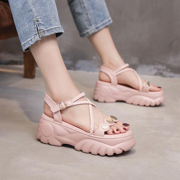 sandals thick sole women metal button weave narrow band summer casual open toe platform white pink, Black
sandals thick sole women metal button weave narrow band summer casual open toe platform white pink, Black