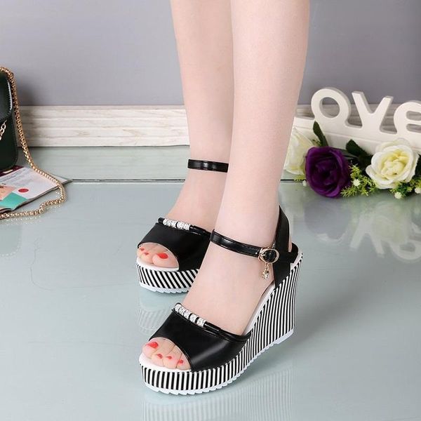 fashion women's sandals summer wedge elegant trend all-match high-heeled buckle shoes dress, Black
fashion women's sandals summer wedge elegant trend all-match high-heeled buckle shoes dress, Black