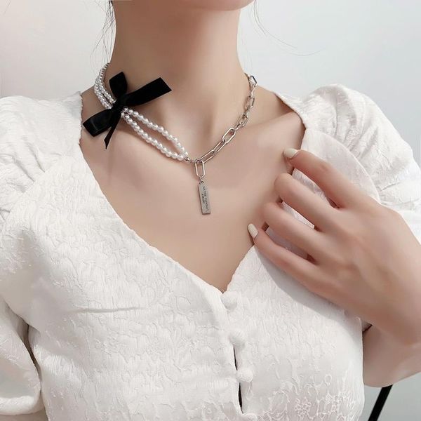 pendant necklaces u-magical french vintage black bowknot faux pearl necklace for women double-layer beaded chunky chain jewelry, Silver
pendant necklaces u-magical french vintage black bowknot faux pearl necklace for women double-layer beaded chunky chain jewelry, Silver
