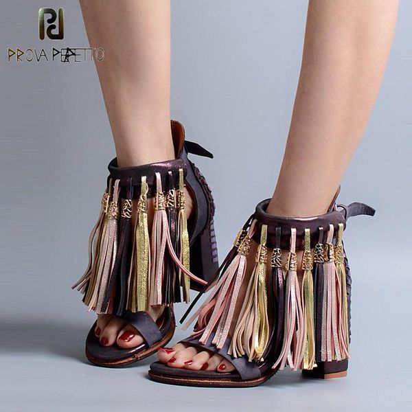 prova perfetto summer genuine leather full tassel women sandals fringed chunky high heel shoes ankle wrap pumps, Black
prova perfetto summer genuine leather full tassel women sandals fringed chunky high heel shoes ankle wrap pumps, Black