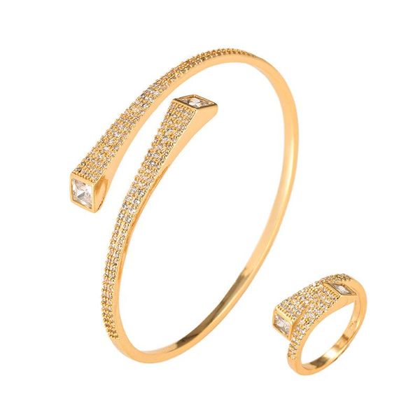 bangle fashion ins style open bracelet ring set full of zircon dubai arabic wedding jewelry bridal hand bangles in gold, Black
bangle fashion ins style open bracelet ring set full of zircon dubai arabic wedding jewelry bridal hand bangles in gold, Black