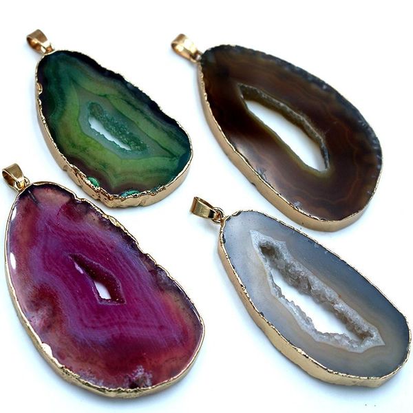 pendants multi-color necklace pendant natural color ag ate crystal cluster plating kc gold hole fashion jewelry, Black
pendants multi-color necklace pendant natural color ag ate crystal cluster plating kc gold hole fashion jewelry, Black