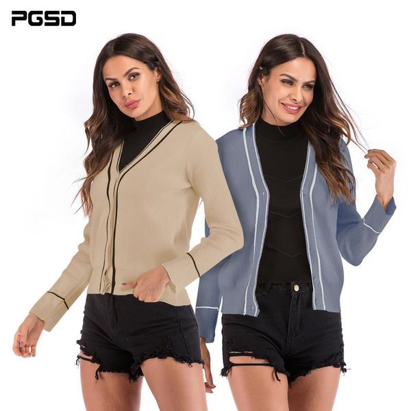 women's sweaters pgsd autumn simple fashion women clothes v-collar color-matched knitted cardigan long sleeve button short sweater fema, White;black
women's sweaters pgsd autumn simple fashion women clothes v-collar color-matched knitted cardigan long sleeve button short sweater fema, White;black