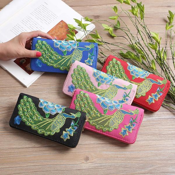 wallets women's double-sided embroidery wallet fashion ethnic style peacock vintage portable zipper clutch female money bags, Red;black
wallets women's double-sided embroidery wallet fashion ethnic style peacock vintage portable zipper clutch female money bags, Red;black