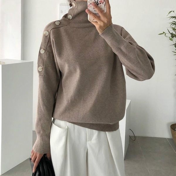 women's sweaters 2021 winter stylish korean turtleneck full sleeve sweater jumpers for women buttons warm basic knitted female pullove, White;black
women's sweaters 2021 winter stylish korean turtleneck full sleeve sweater jumpers for women buttons warm basic knitted female pullove, White;black