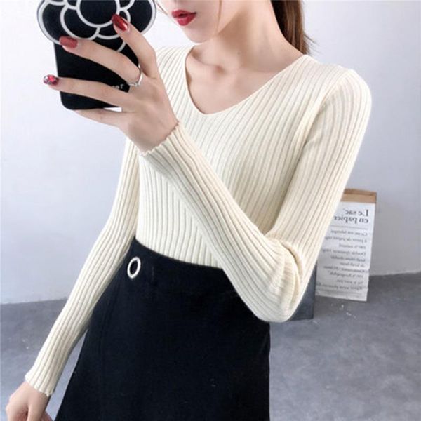 women's sweaters women sweater pullovers 2021 spring autumn korean womens loose knitted female v-neck pullover zx247, White;black
women's sweaters women sweater pullovers 2021 spring autumn korean womens loose knitted female v-neck pullover zx247, White;black