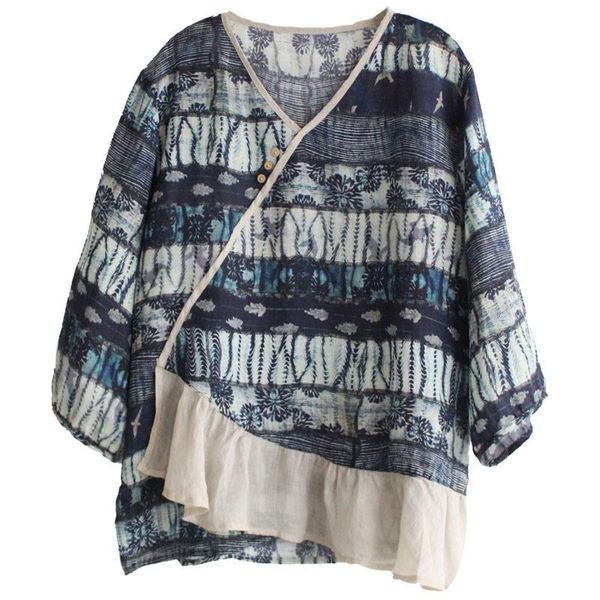 women's blouses & shirts 8906 spring clothing shirt artistic retro half sleevevcollar twill color matching printing ramie top, White
women's blouses & shirts 8906 spring clothing shirt artistic retro half sleevevcollar twill color matching printing ramie top, White