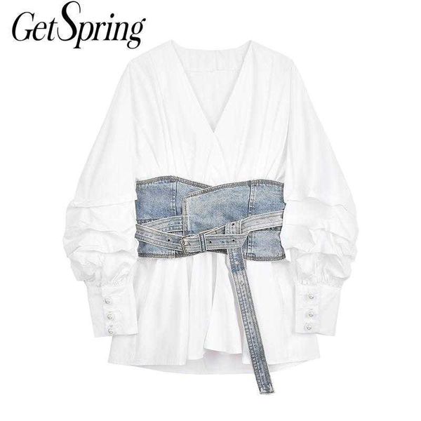 getspring women blouse shirt v-neck puff sleeve white women's summer s long vintage casual cotton 210601
getspring women blouse shirt v-neck puff sleeve white women's summer s long vintage casual cotton 210601