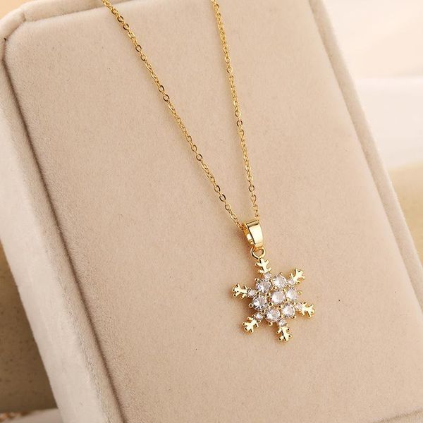 pendant necklaces korean style fashion zircon crystal snowflake stainless steel women elegant no fade female wedding jewelry, Silver
pendant necklaces korean style fashion zircon crystal snowflake stainless steel women elegant no fade female wedding jewelry, Silver