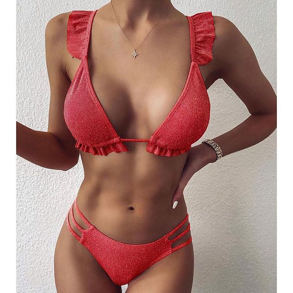 women's swimwear 2021 bikini swimsuit ruffle frilled female women two piece set bather summer brazil bathing suit beachwear biquin l, White;black
women's swimwear 2021 bikini swimsuit ruffle frilled female women two piece set bather summer brazil bathing suit beachwear biquin l, White;black