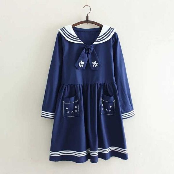 casual dresses japanese girls lovely cat embroidery design es youth women sailor collar with tie cotton drop qadj, Black;gray
casual dresses japanese girls lovely cat embroidery design es youth women sailor collar with tie cotton drop qadj, Black;gray