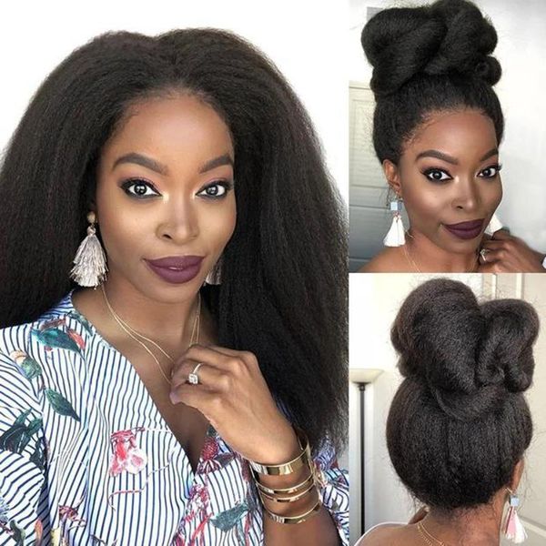 mongolian kinky straight wig 13x4 lace front human hair wigs pre plucked with baby 150% remy yaki closure wig1, Black;brown
mongolian kinky straight wig 13x4 lace front human hair wigs pre plucked with baby 150% remy yaki closure wig1, Black;brown