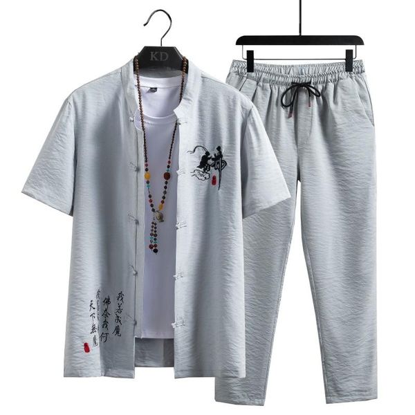 men's tracksuits cotton and linen men set cardigan short-sleeved shirts+trousers embroidered casual two-piece home suit 4 color -5xl, Gray
men's tracksuits cotton and linen men set cardigan short-sleeved shirts+trousers embroidered casual two-piece home suit 4 color -5xl, Gray