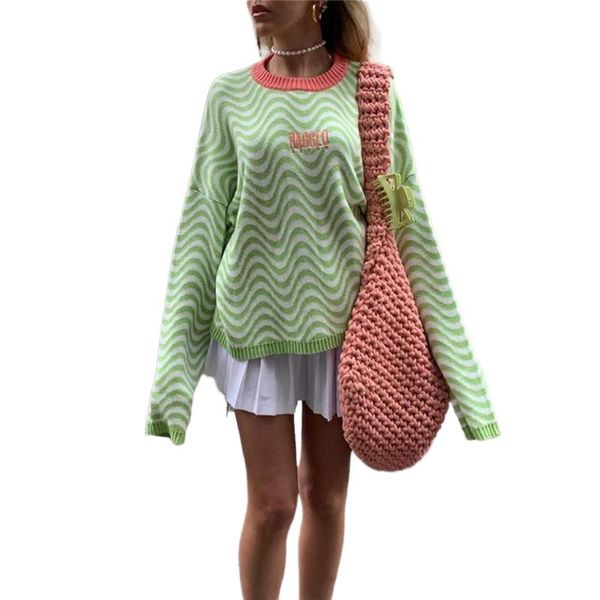women's sweaters girls long sleeve knitwear, autumn winter ladies stripes letter embroidery round collar casual loose sweater knitted, White;black
women's sweaters girls long sleeve knitwear, autumn winter ladies stripes letter embroidery round collar casual loose sweater knitted, White;black