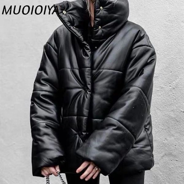 women's down & parkas women imitation leather jacket solid color long sleeve turtleneck loose coat, Black
women's down & parkas women imitation leather jacket solid color long sleeve turtleneck loose coat, Black