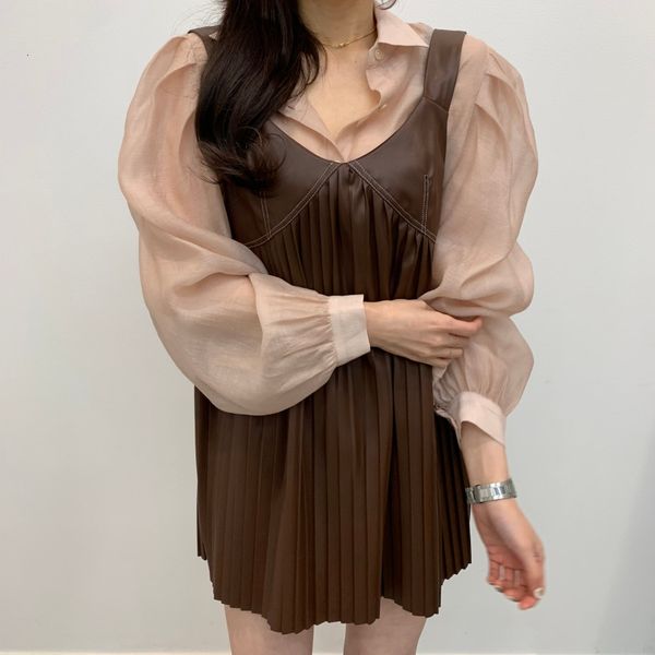 dress two outfits women long sleeve slightly transparent blouses and high waist pu mini pleated elegant piece sets xoyp nb42, Black;gray
dress two outfits women long sleeve slightly transparent blouses and high waist pu mini pleated elegant piece sets xoyp nb42, Black;gray