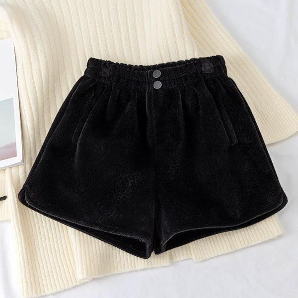women's shorts woolen fashion velvet black buttons style casual high autumn femme elegant winter, White;black
women's shorts woolen fashion velvet black buttons style casual high autumn femme elegant winter, White;black