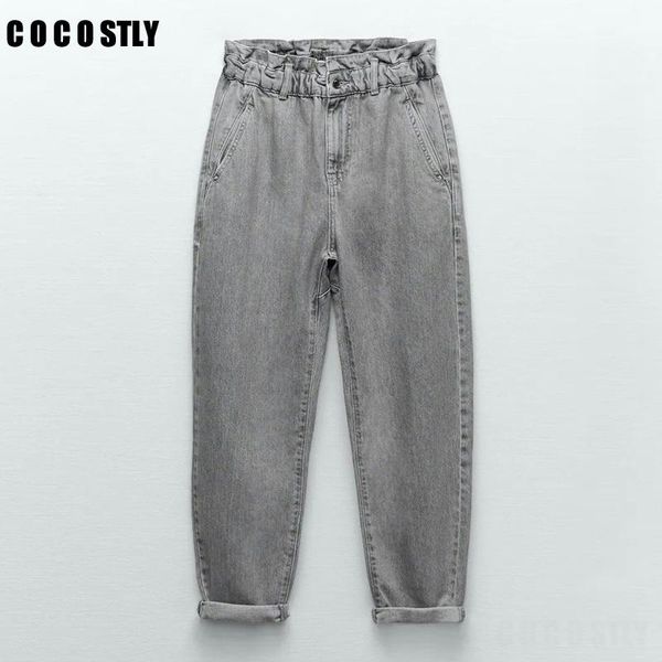 women's pants & capris 2021 za women grey solid straight jeans vintage high waist elasticity side pockets female casual vestidos, Black;white
women's pants & capris 2021 za women grey solid straight jeans vintage high waist elasticity side pockets female casual vestidos, Black;white