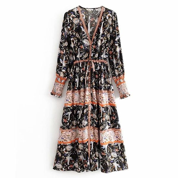 casual dresses autumn boho dress women floral long black print hippie plus size chic clothing, Black;gray
casual dresses autumn boho dress women floral long black print hippie plus size chic clothing, Black;gray