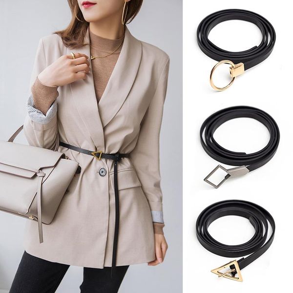 belts women leather thin belt metal round triangle buckle waist designer ladies dress decorative all-match waistband, Black;brown
belts women leather thin belt metal round triangle buckle waist designer ladies dress decorative all-match waistband, Black;brown