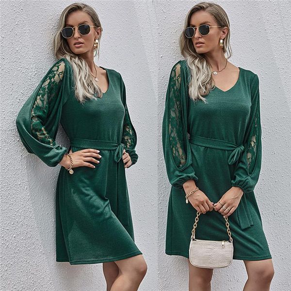 casual dresses 2021 plus size women dress lace patchwork slim mini o-neck lantern sleeves, Black;gray
casual dresses 2021 plus size women dress lace patchwork slim mini o-neck lantern sleeves, Black;gray