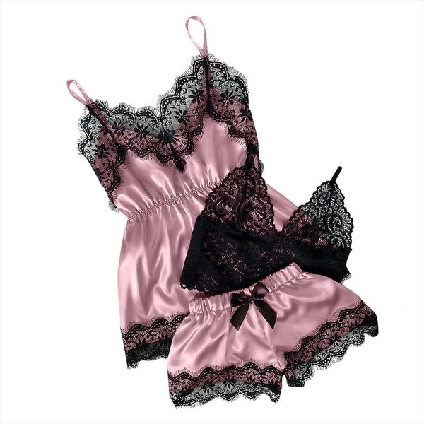 sleep pyjamas womens sleepwears v neck eyelash lace stain camisole ice silk satin cloth shorts set, Black;red
sleep pyjamas womens sleepwears v neck eyelash lace stain camisole ice silk satin cloth shorts set, Black;red
