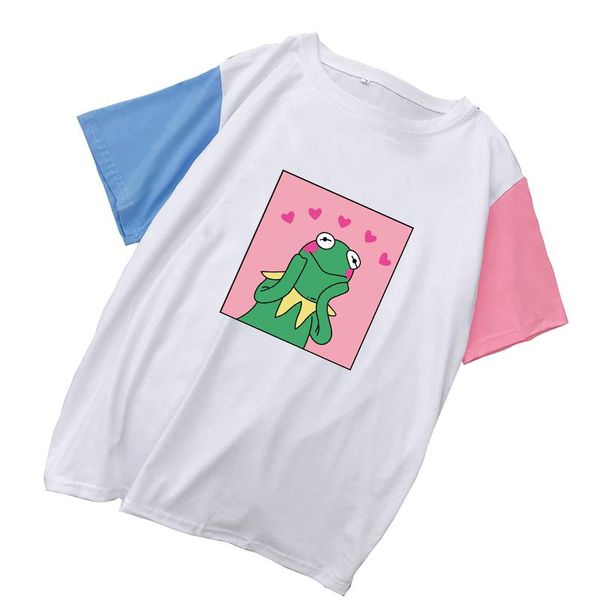 women's t-shirt merry pretty frog print t shirt summer short sleeve patchwork cotton funny tees women harajuku kawaii cartoon tshirt, White
women's t-shirt merry pretty frog print t shirt summer short sleeve patchwork cotton funny tees women harajuku kawaii cartoon tshirt, White